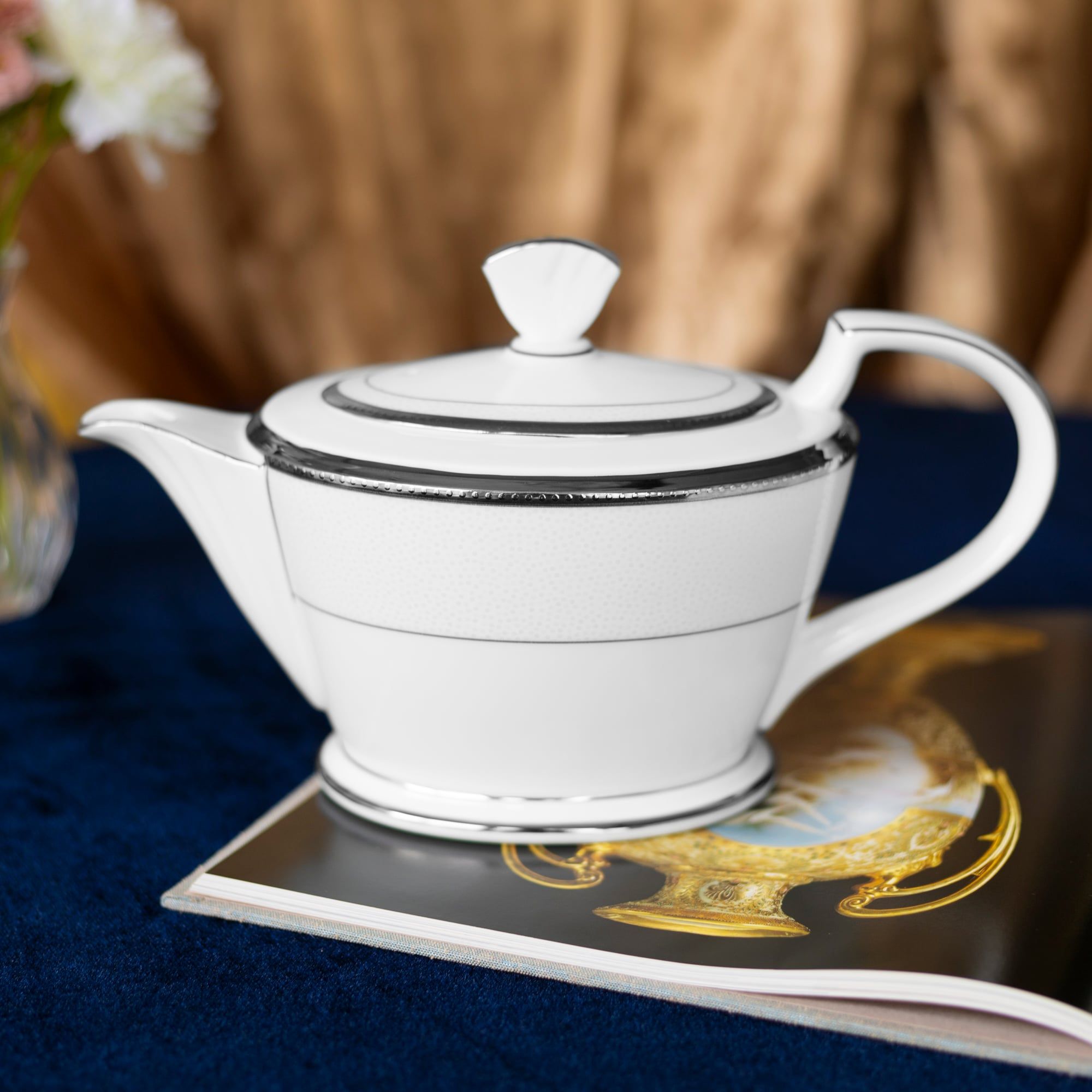  Bộ ấm chén trà châu Á (ấm 880ml, chén 140ml) 13 món sứ xương Nhật Bản | Champagne Pearls 4811J - T014A 