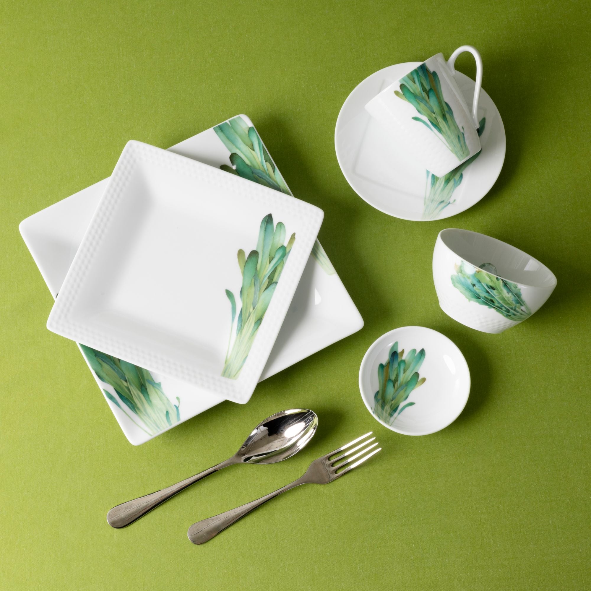  Bộ bát đĩa ăn châu Á cơ bản 22 món (cho 6 người) sứ trắng | Kyoka Shunsai 1620-17L - D022AC 