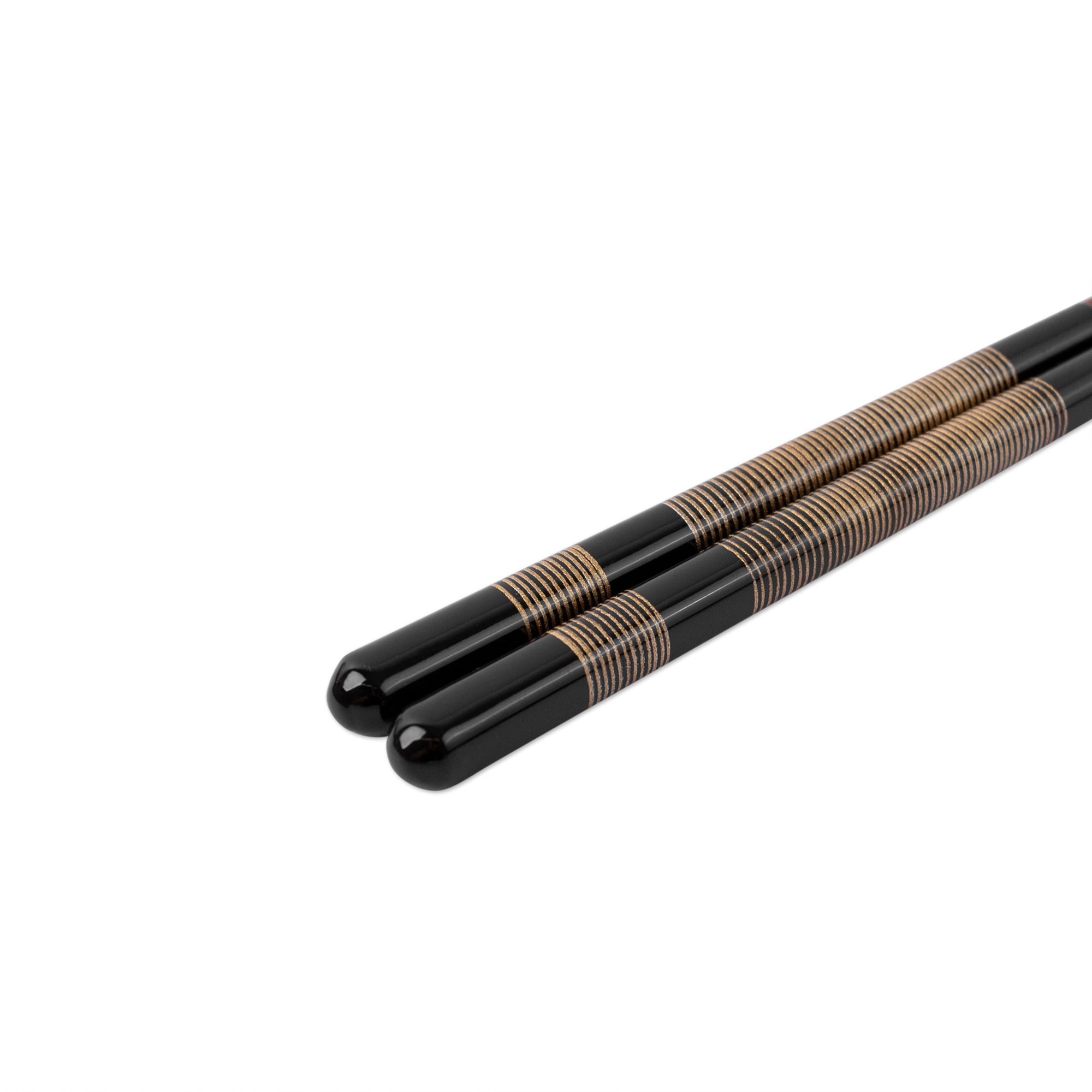  Bộ 01 đôi đũa gỗ Nhật Primrose sơn mài nâu chỉ vàng kèm hộp | Hyozaemon Chopstick 1115 - S-129HG1 