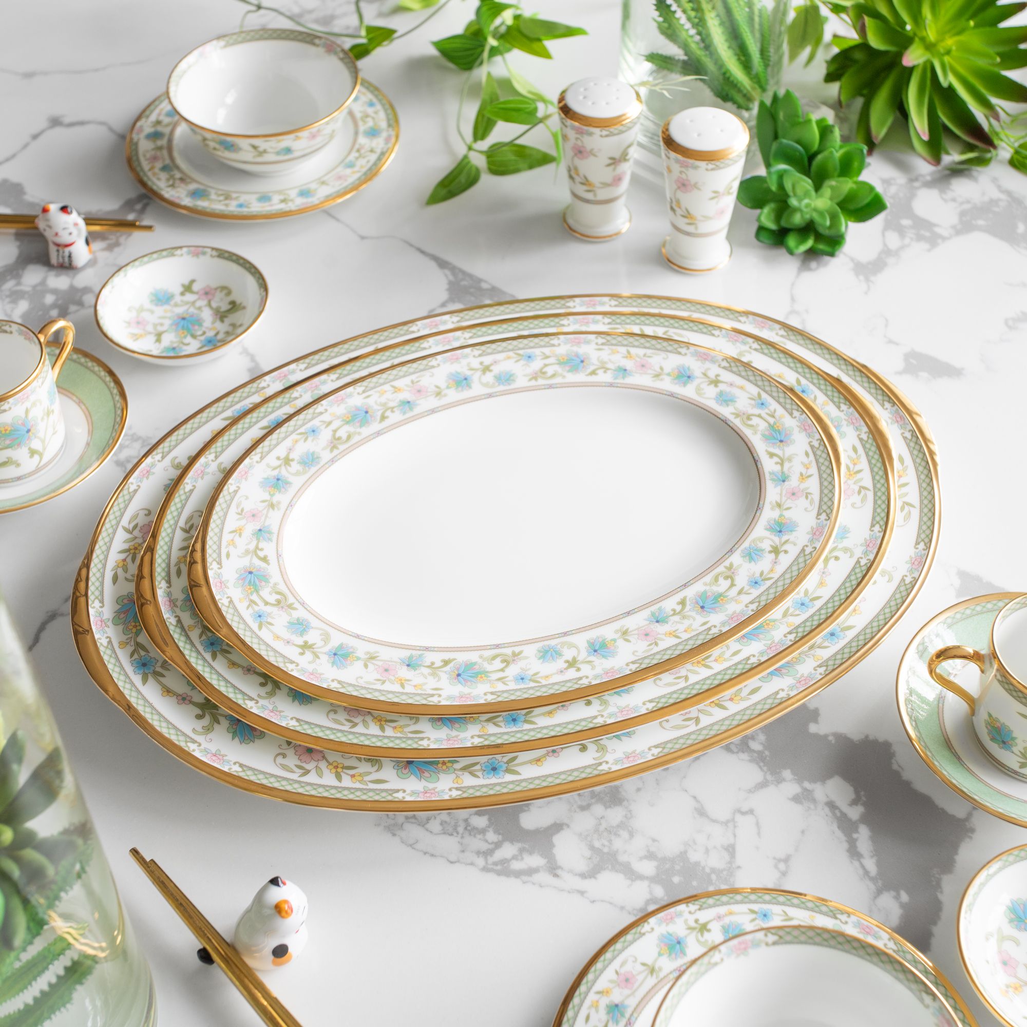  Đĩa Oval cỡ nhỏ (SM) dài 32cm sứ xương Nhật Bản | Yoshino 9983J - 59545 