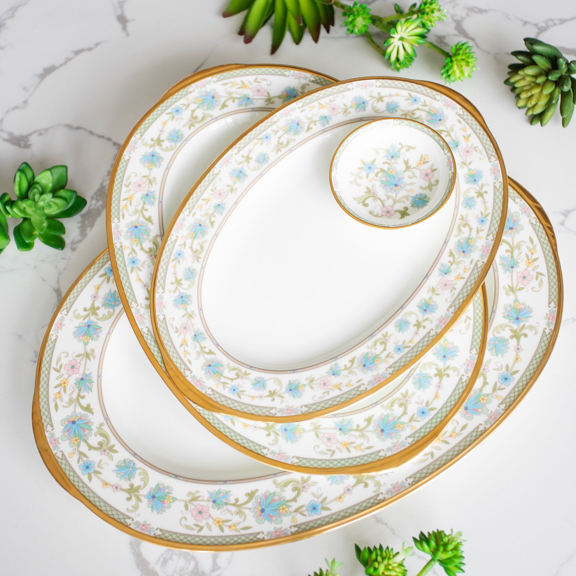  Đĩa Oval cỡ vừa (MD) dài 37,2cm sứ xương Nhật Bản | Yoshino 9983J - 59544 