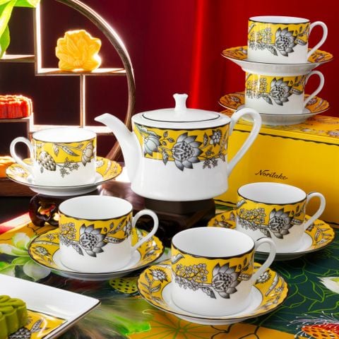  Bộ ấm chén uống trà (ấm 630ml, chén 240ml) 13 món sứ trắng | Chelsea Estate 1779L - T014M 