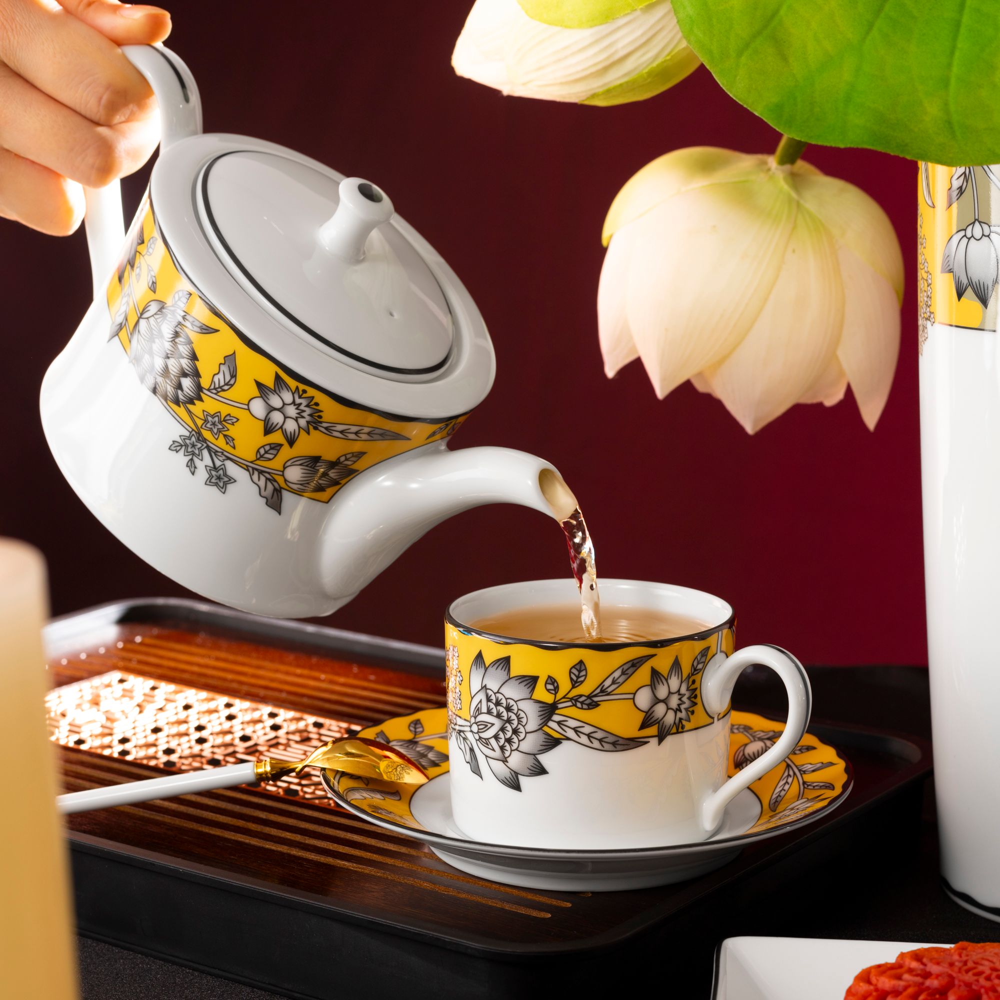  Chén trà (tách trà) dung tích 240ml (màu vàng) kèm đĩa lót sứ trắng | Chelsea Estate 1779L - Q002GB 