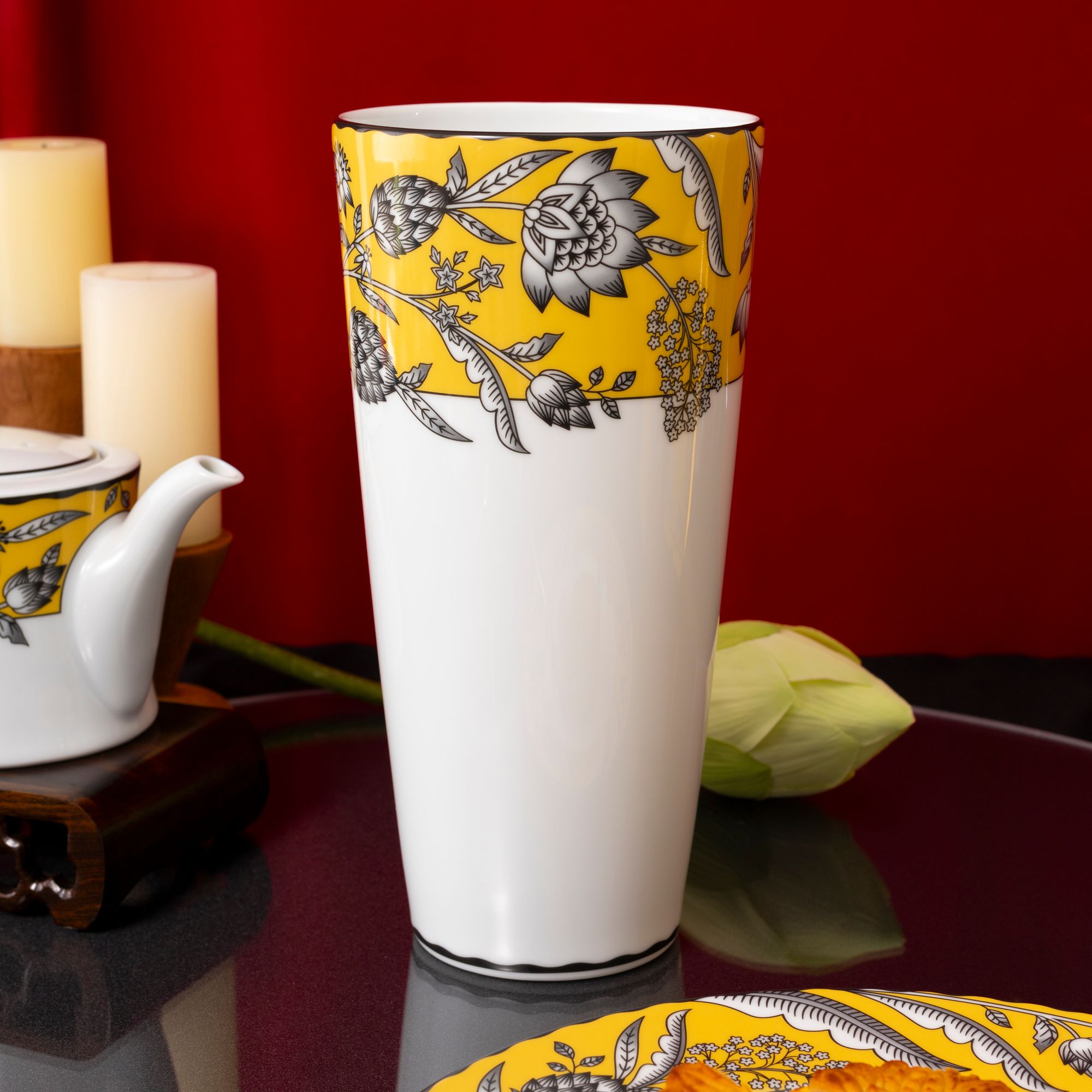  Bình hoa (lọ hoa) trang trí cao 25cm (màu vàng) sứ trắng | Chelsea Estate 1779L - T91157 