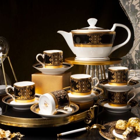  Bộ ấm chén trà nhỏ (ấm 880ml, chén 125ml) 13 món sứ xương Nhật Bản | Evening Majesty 4818J - T014S 