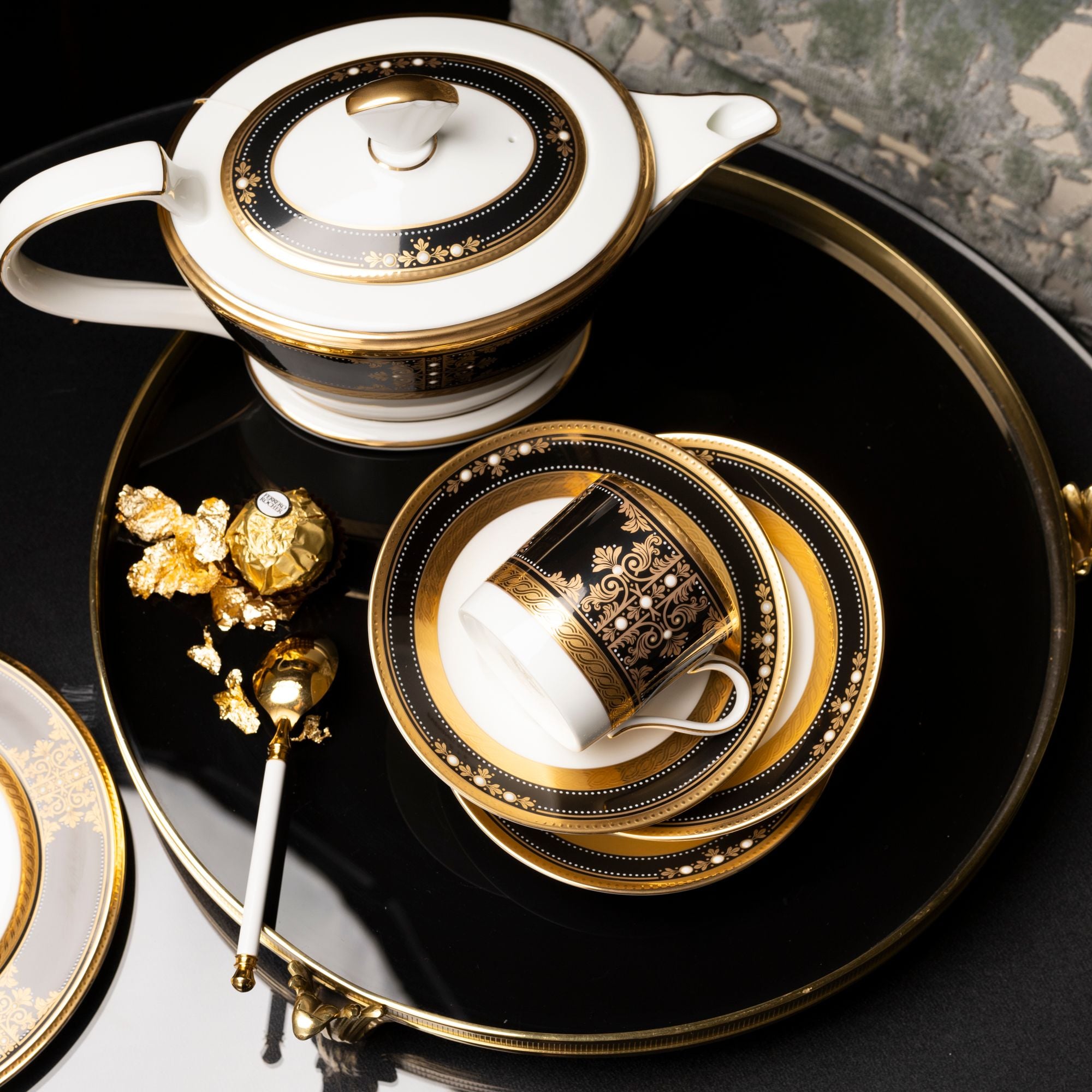  Bộ ấm chén trà nhỏ (ấm 880ml, chén 125ml) 13 món sứ xương Nhật Bản | Evening Majesty 4818J - T014S 