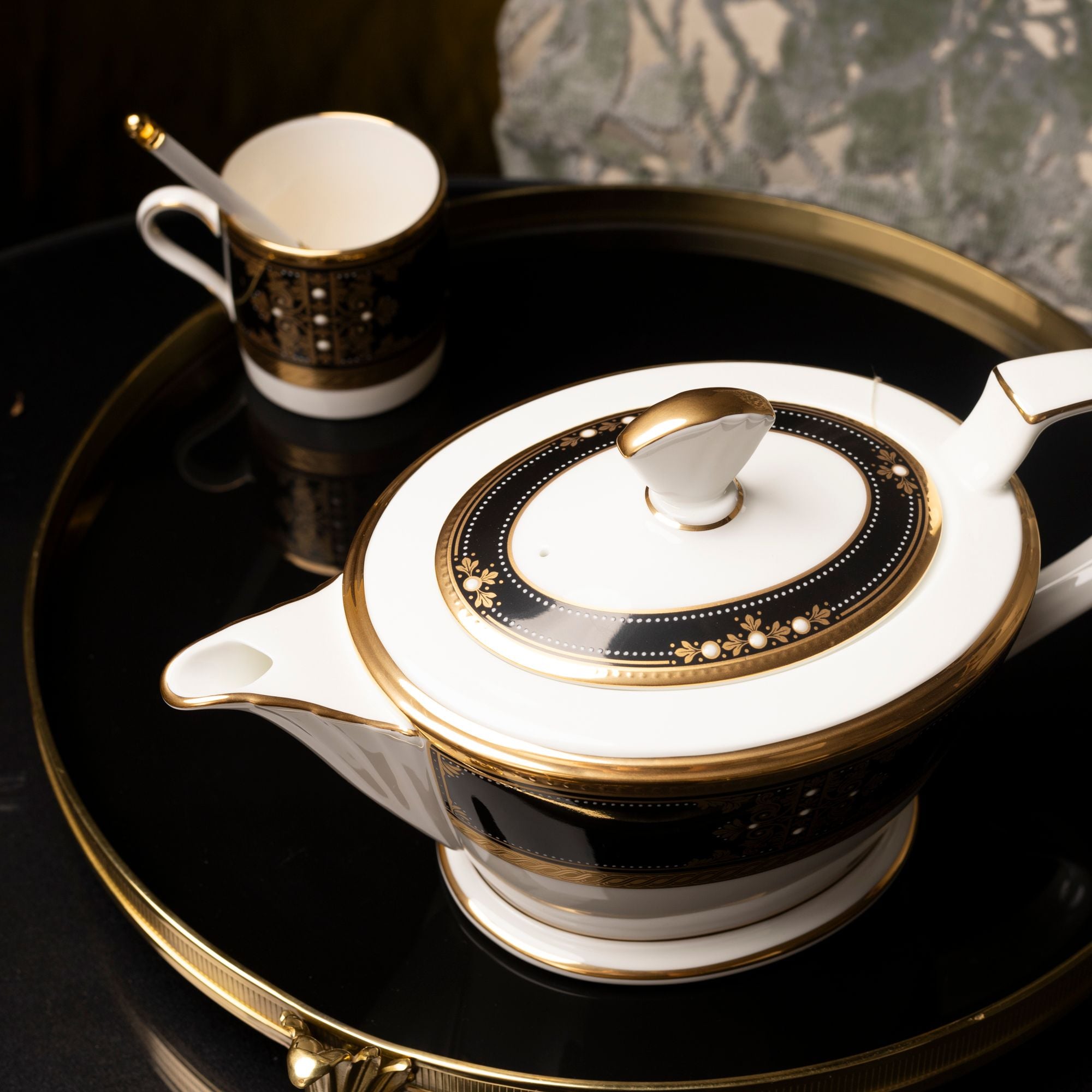  Bộ ấm chén trà nhỏ (ấm 880ml, chén 125ml) 13 món sứ xương Nhật Bản | Evening Majesty 4818J - T014S 