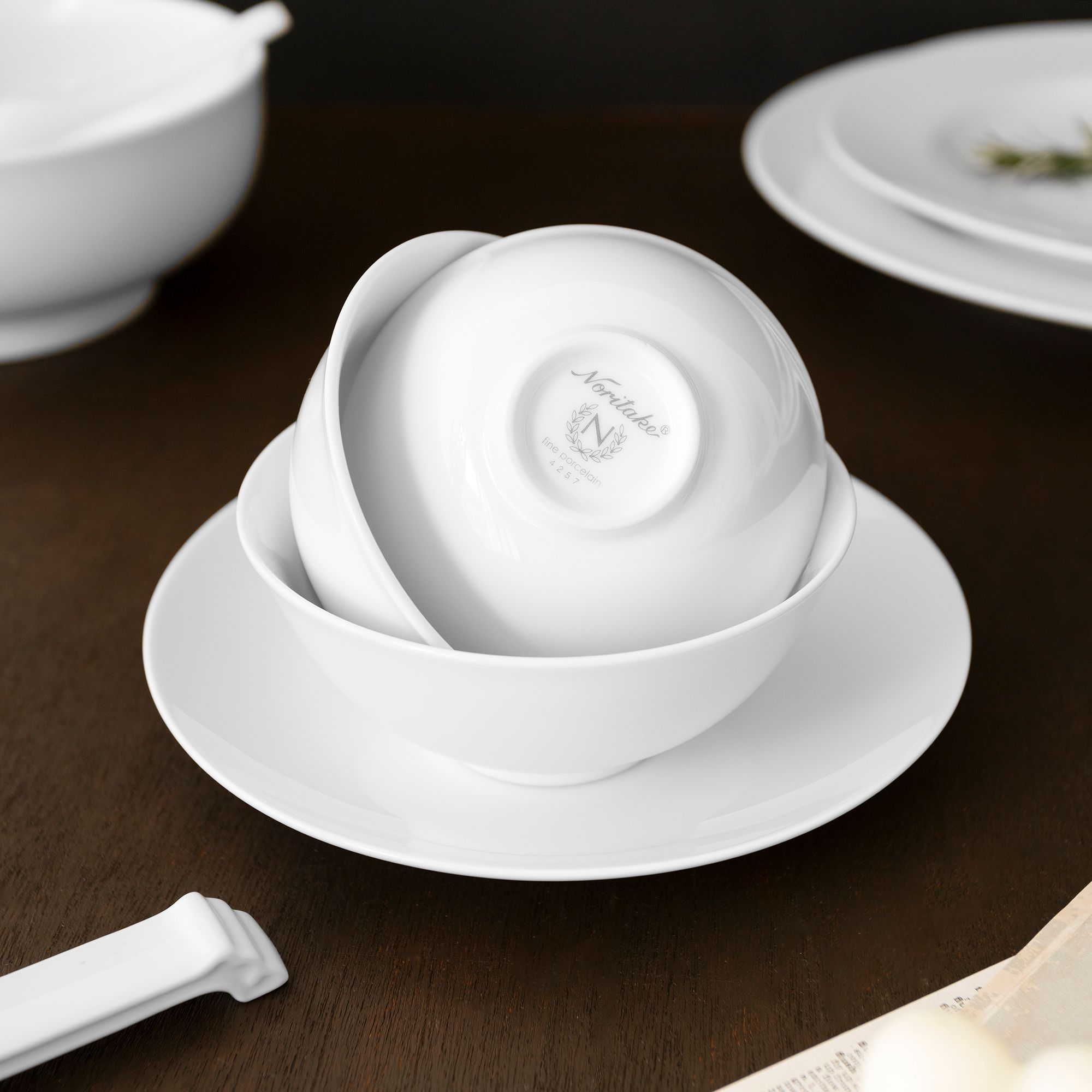  Bát (chén) 10,7cm dung tích 220ml đựng nước chấm, soup sứ trắng | Art Stage 4257L - 91482 