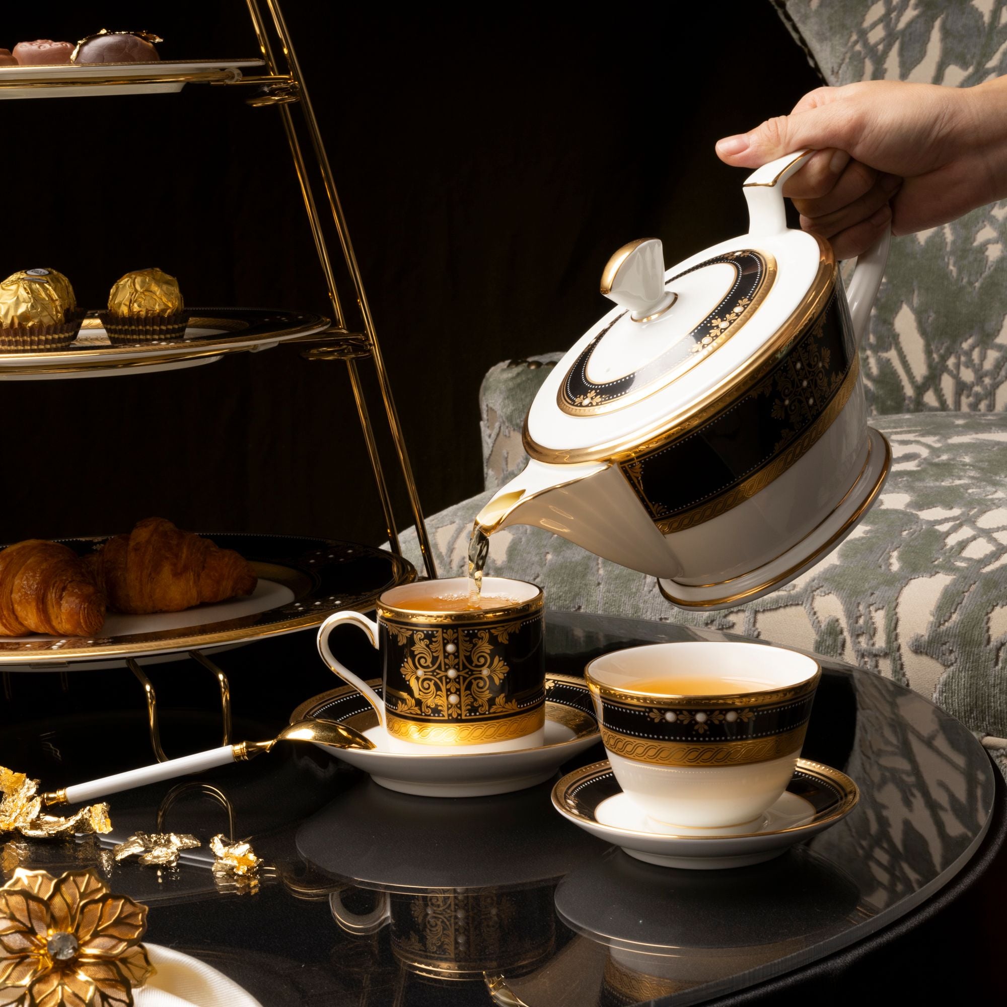  Bộ ấm chén trà nhỏ (ấm 880ml, chén 125ml) 13 món sứ xương Nhật Bản | Evening Majesty 4818J - T014S 