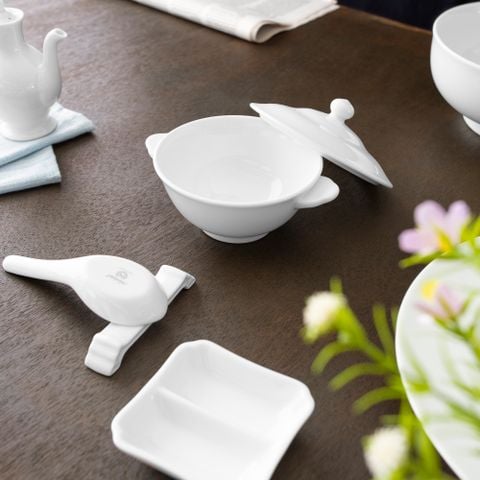  Thìa sứ (muỗng sứ) dài 12cm sứ trắng | Art Stage 4257L - 91430 