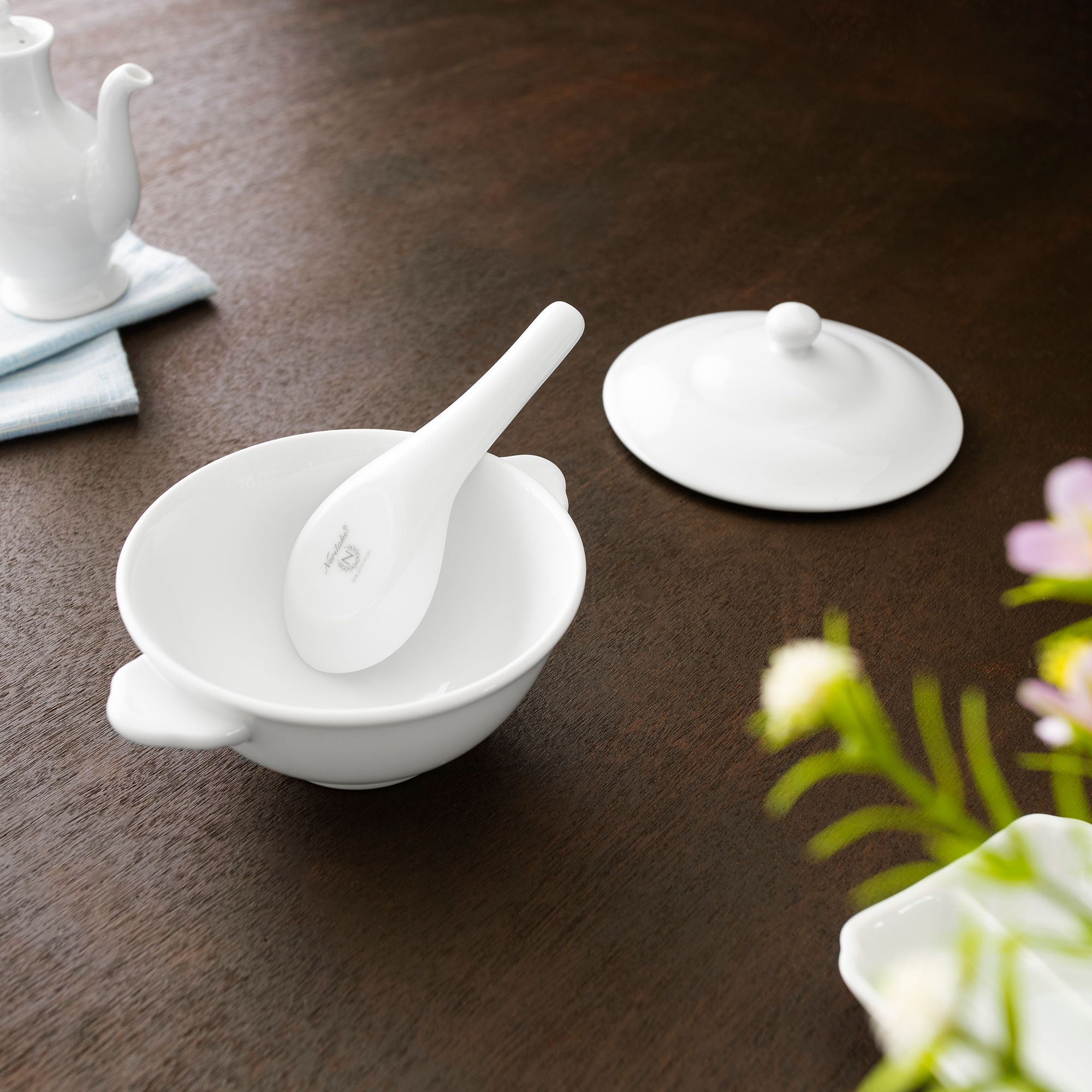  Thìa sứ (muỗng sứ) dài 12cm sứ trắng | Art Stage 4257L - 91430 