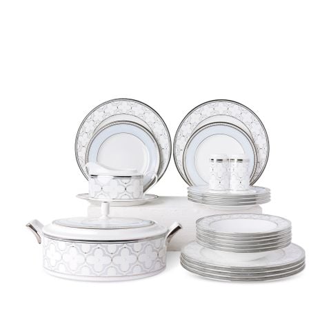  Bộ đĩa ăn kiểu Âu 22 món (cho 6 người) sứ xương | Trefolio Platinum 4957L - D024AP 