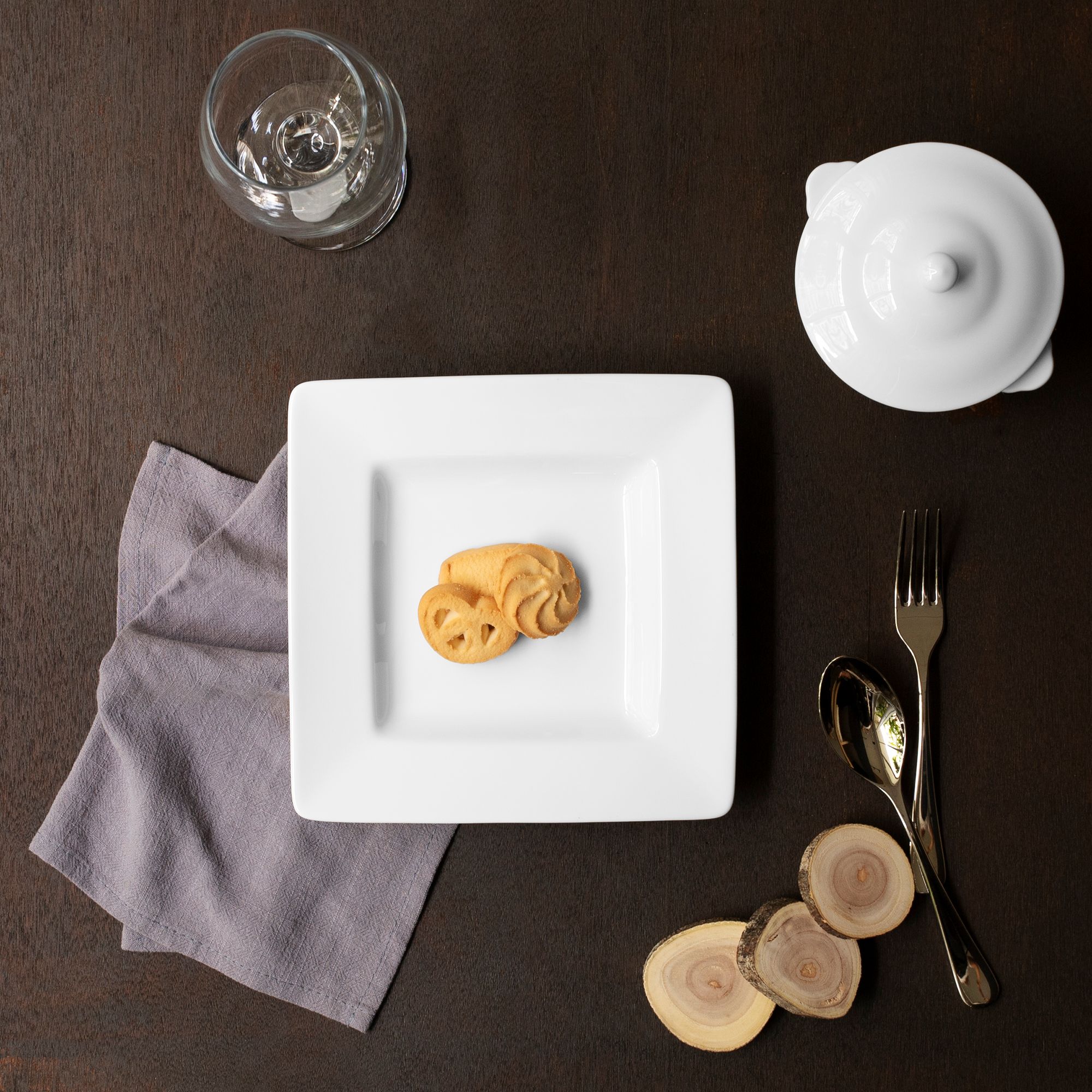  Đĩa vuông sâu lòng cỡ vừa cạnh dài 20,6cm sứ trắng | Art Stage 1609L - 91136 