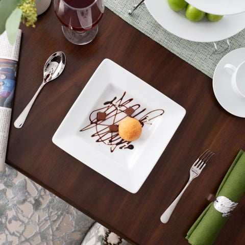  Đĩa vuông sâu lòng cỡ vừa cạnh dài 20,6cm sứ trắng | Art Stage 1609L - 91136 