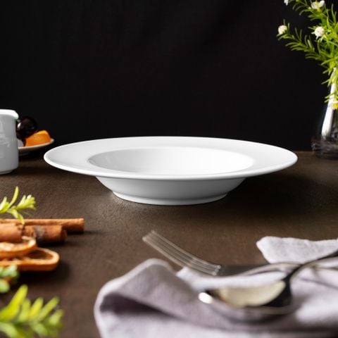 Đĩa sâu lòng 24,4cm dung tích 380ml sứ trắng | Art Stage 1609L - 91177 