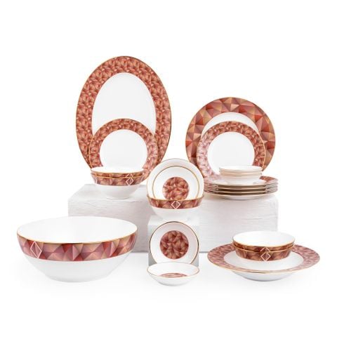  Bộ bát đĩa ăn châu Á cơ bản 22 món (cho 6 người) sứ xương | Splendid Umber 4970L - D022AB 