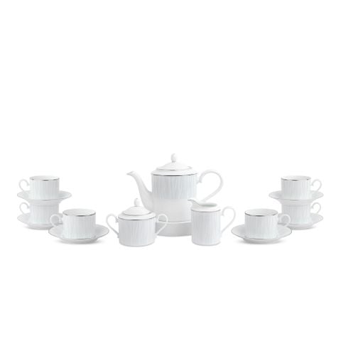  Bộ ấm chén uống trà (ấm 1.500ml, chén 240ml) 15 món sứ trắng | Glacier Platinum 1702L - T017A 