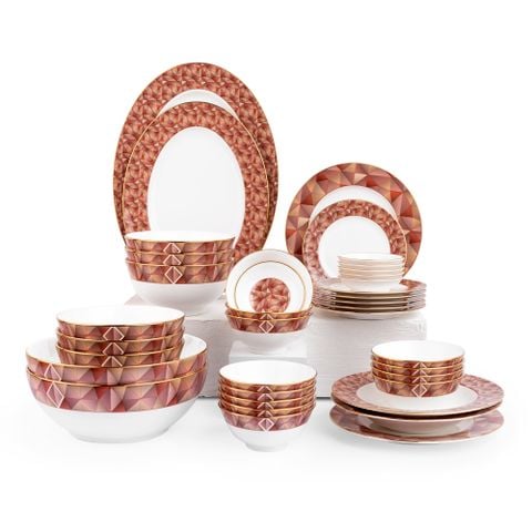  Bộ bát đĩa ăn châu Á đầy đủ 38 món (cho 6 người) sứ xương | Splendid Umber 4970L - D038AD 