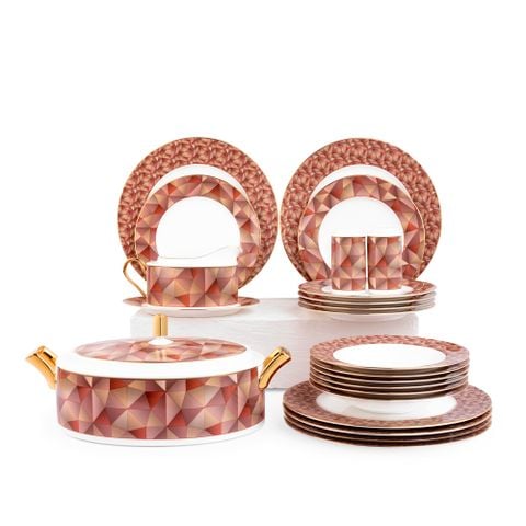  Bộ đĩa ăn kiểu Âu 22 món (cho 6 người) sứ xương | Splendid Umber 4970L - D024AP 