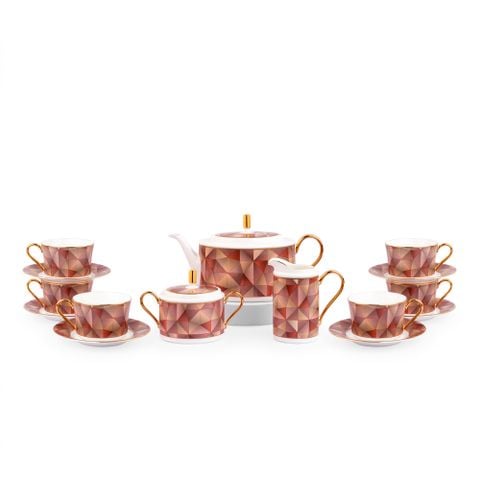  Bộ ấm chén uống trà (ấm 1.250ml, chén 245ml) 15 món sứ xương | Splendid Umber 4970L - T017A 