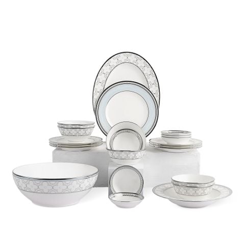  Bộ bát đĩa ăn châu Á cơ bản 22 món (cho 6 người) sứ xương | Trefolio Platinum 4957L - D022AB 