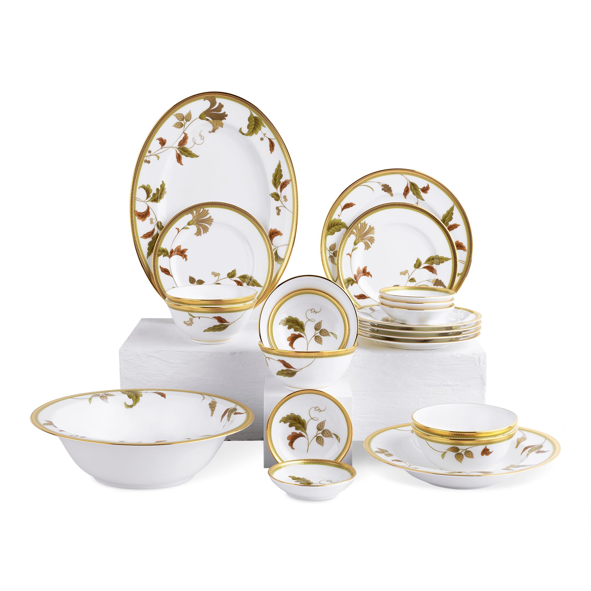  Bộ bát đĩa ăn châu Á cơ bản 22 món (cho 6 người) sứ xương | Islay 4885L - D022AB 