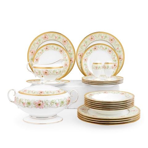  Bộ đĩa ăn kiểu Âu 22 món (cho 6 người) sứ xương | Blooming Splendor 4892L - D024AN 
