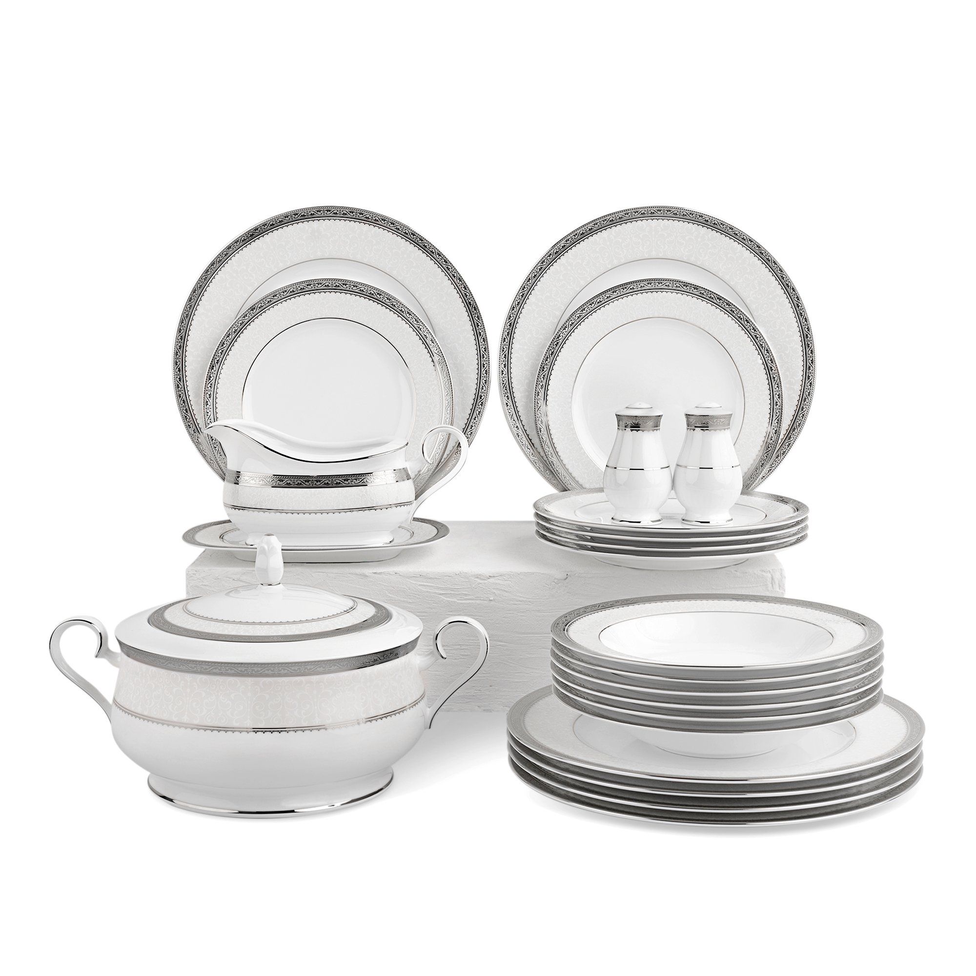  Bộ đĩa ăn kiểu Âu 22 món (cho 6 người) sứ xương | Odessa Platinum 4875L - D024AN 