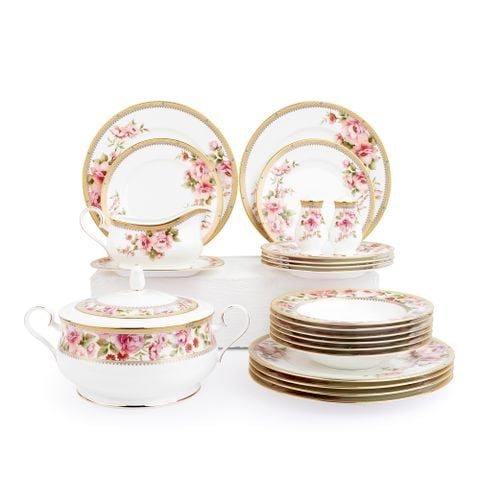  Bộ đĩa ăn kiểu Âu 22 món (cho 6 người) sứ xương | Hertford 4861L - D024AN 