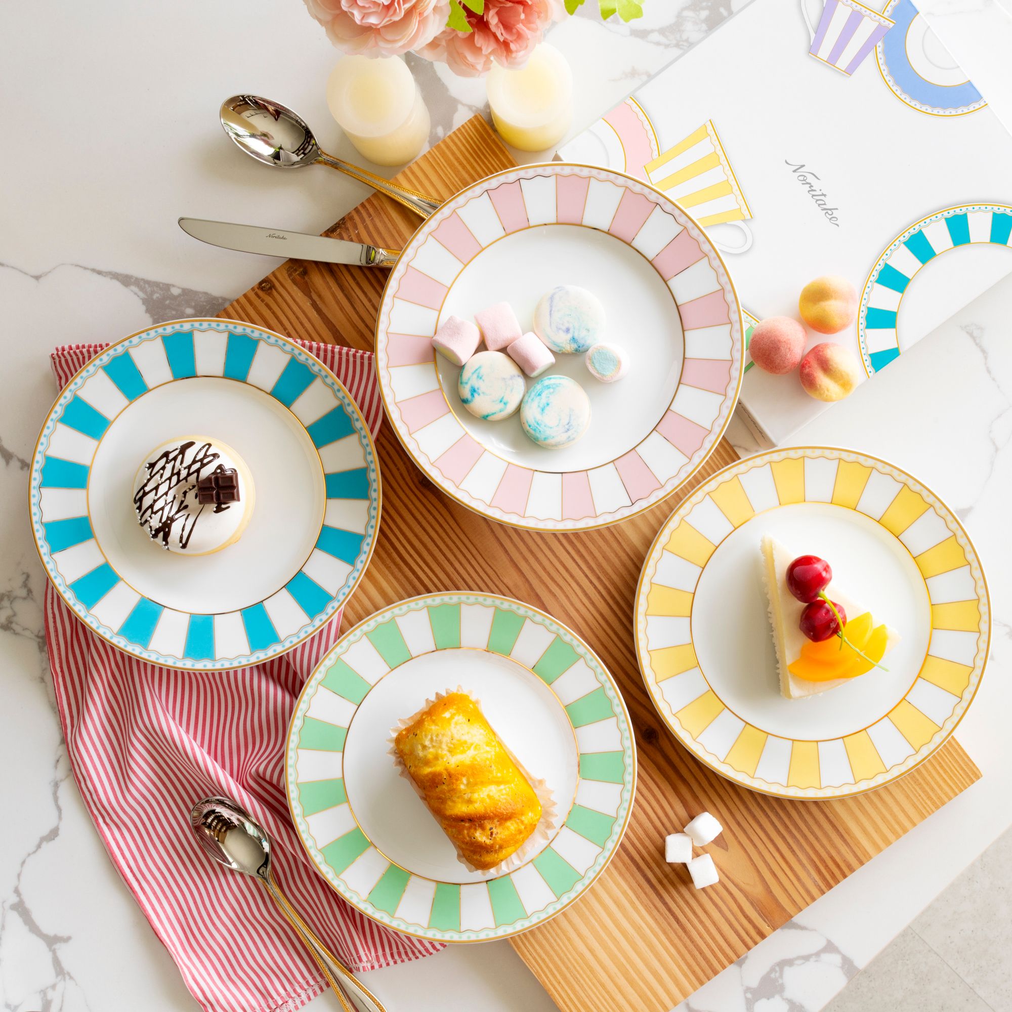  Bộ 02 đĩa tròn cỡ vừa 21cm (xanh lá pastel) sứ trắng | CRNIVL Apple Green M-252L - Q002M 