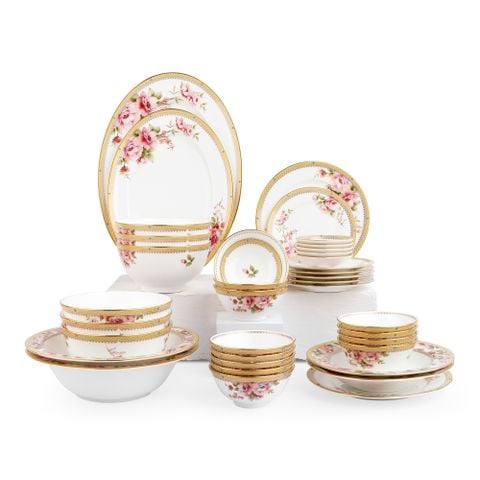  Bộ bát đĩa ăn châu Á đầy đủ 38 món (cho 6 người) sứ xương | Hertford 4861L - D038AC 