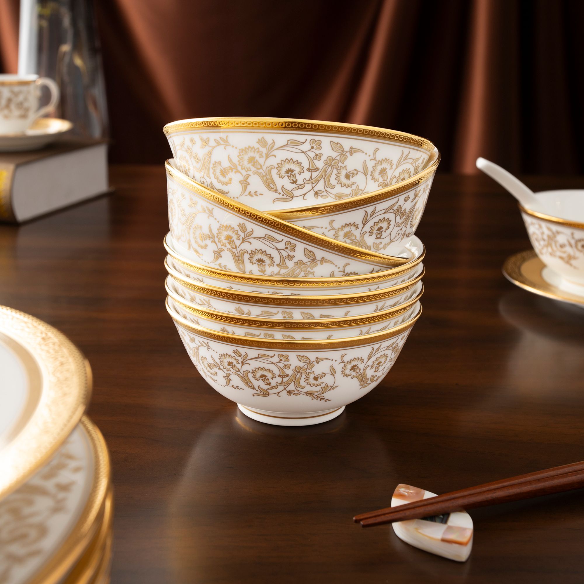 Bộ bát đĩa ăn châu Á cơ bản 22 món (cho 6 người) sứ xương | Summit Gold 4912L - D022AB 