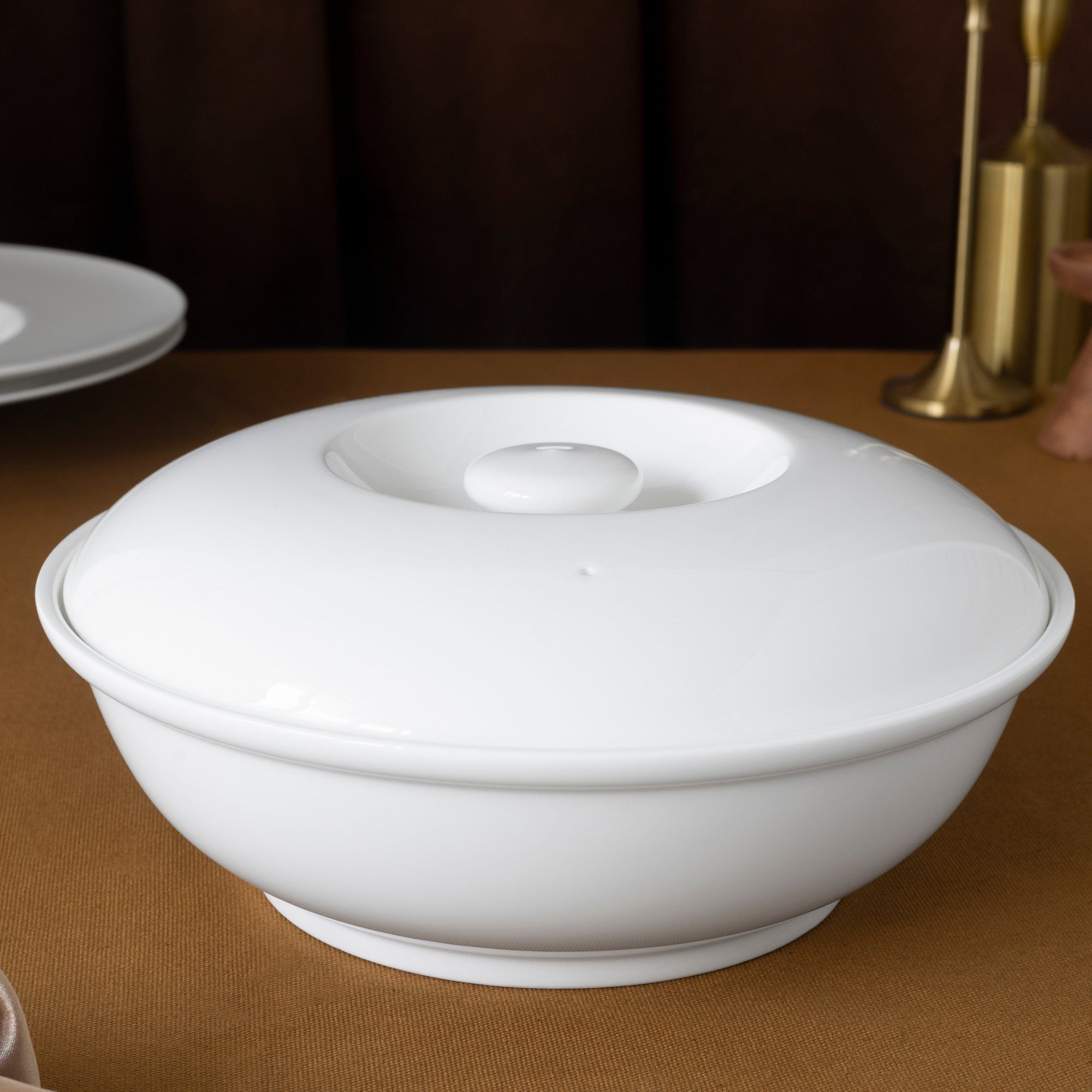  Bộ đĩa ăn kiểu Âu 22 món (đĩa tròn, cho 6 người) sứ xương | Plain White 9990L - D023ET 