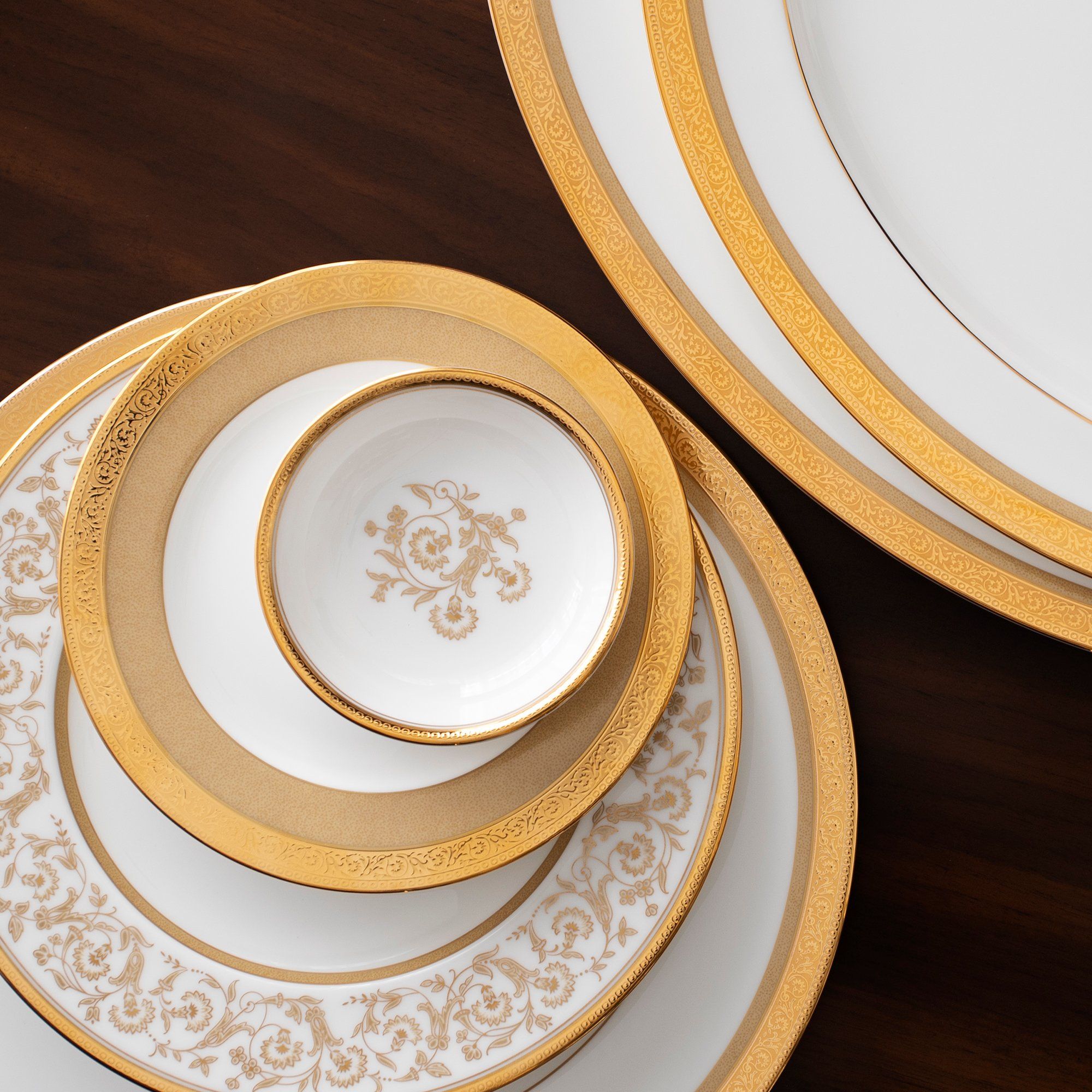  Bộ bát đĩa ăn châu Á đầy đủ 38 món (cho 6 người) sứ xương | Summit Gold 4912L - D038AC 
