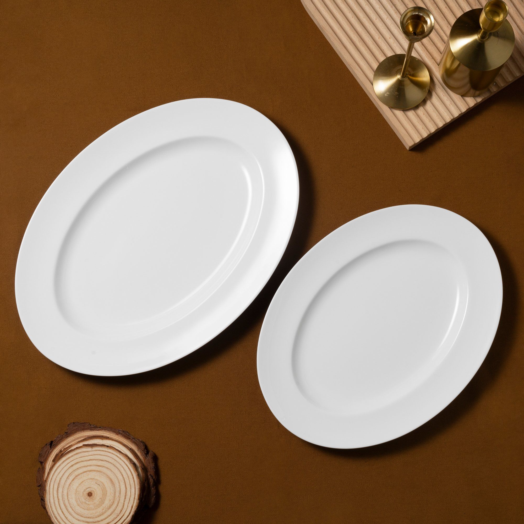  Bộ đĩa ăn kiểu Âu 22 món (đĩa tròn, cho 6 người) sứ xương | Plain White 9990L - D023ET 
