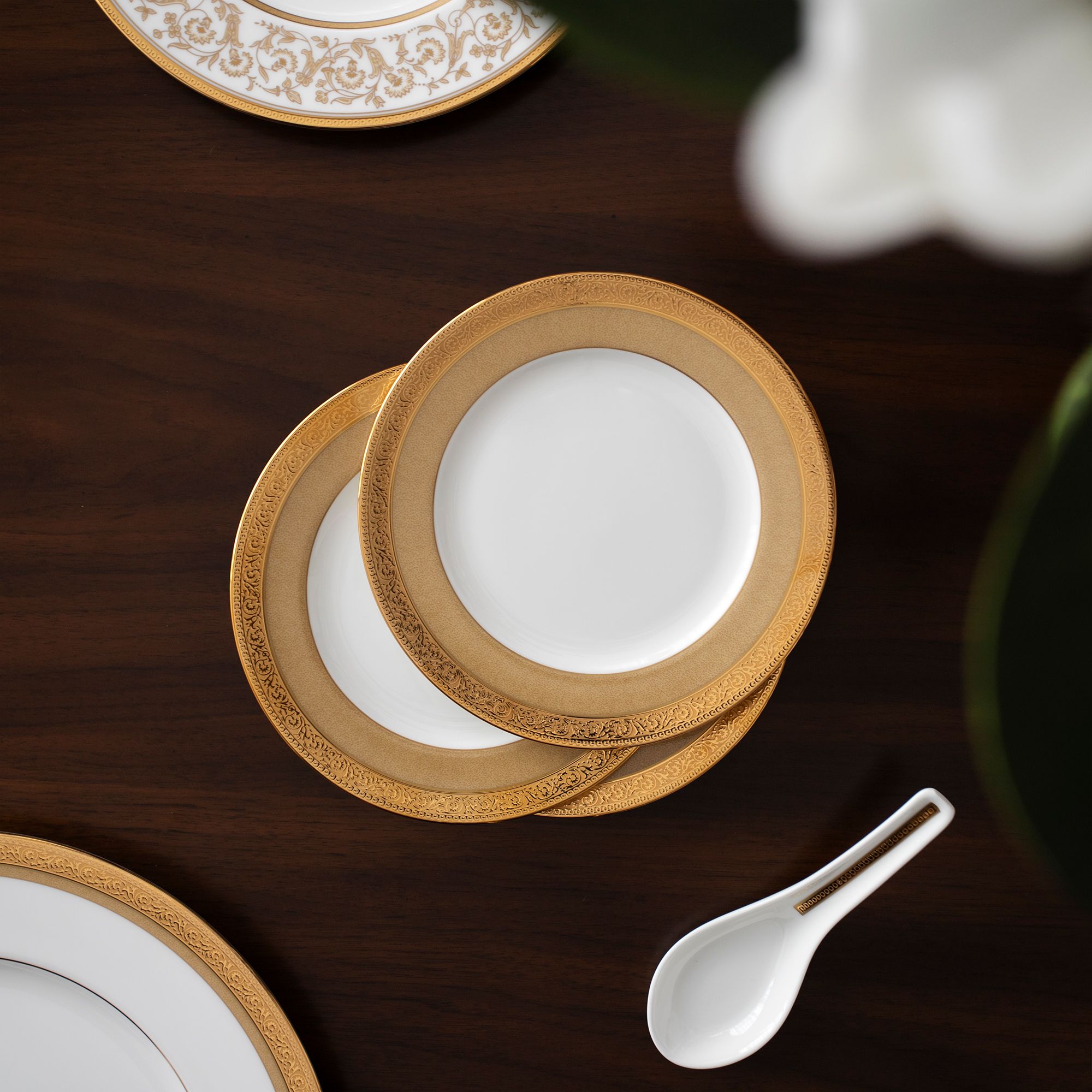  Bộ bát đĩa ăn châu Á đầy đủ 38 món (cho 6 người) sứ xương | Summit Gold 4912L - D038AC 