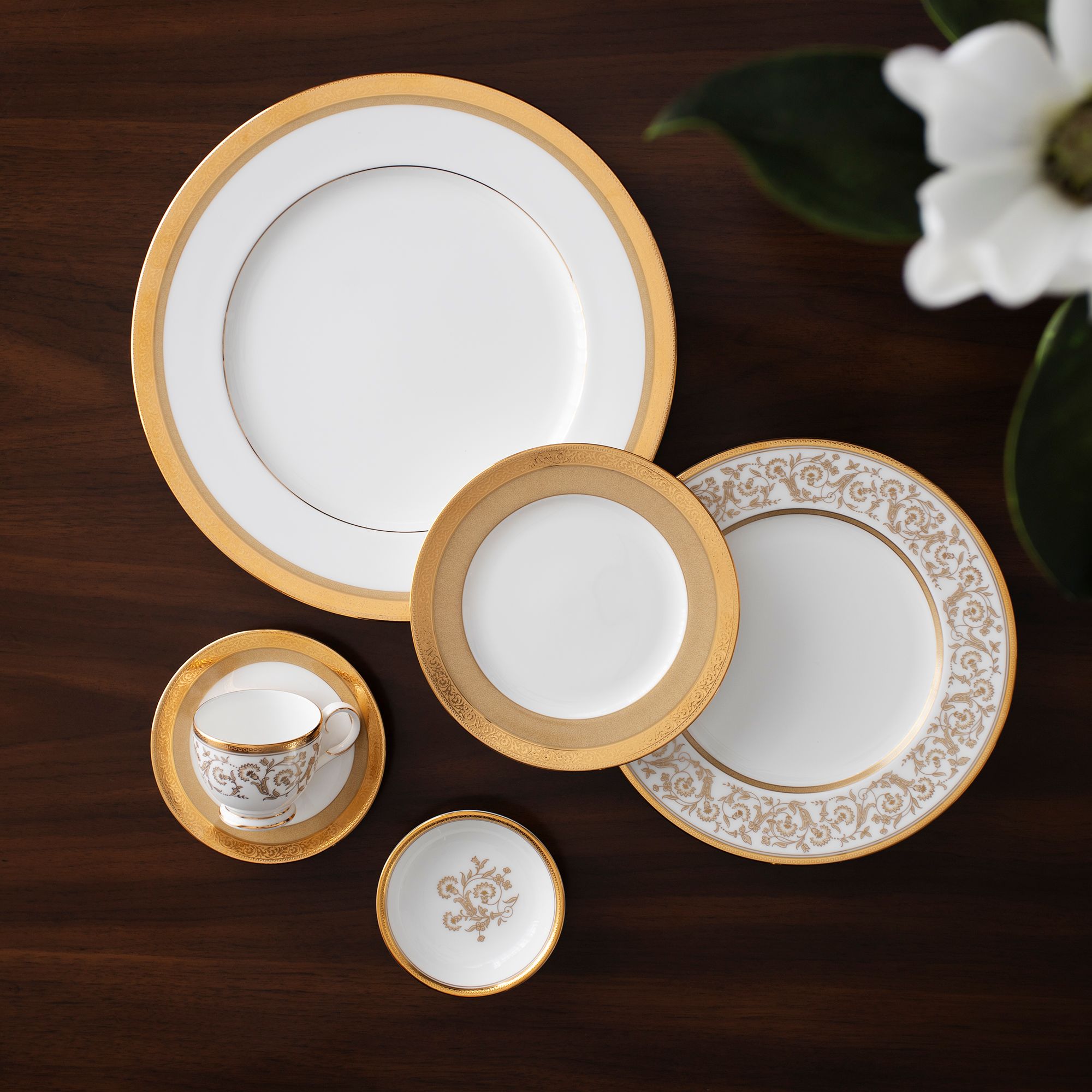  Bộ bát đĩa ăn châu Á đầy đủ 38 món (cho 6 người) sứ xương | Summit Gold 4912L - D038AC 