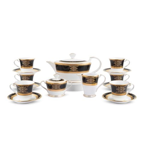  Bộ ấm chén uống trà (ấm 1.440ml, chén 220ml) 15 món sứ xương Nhật Bản | Evening Majesty 4818J - T017L 