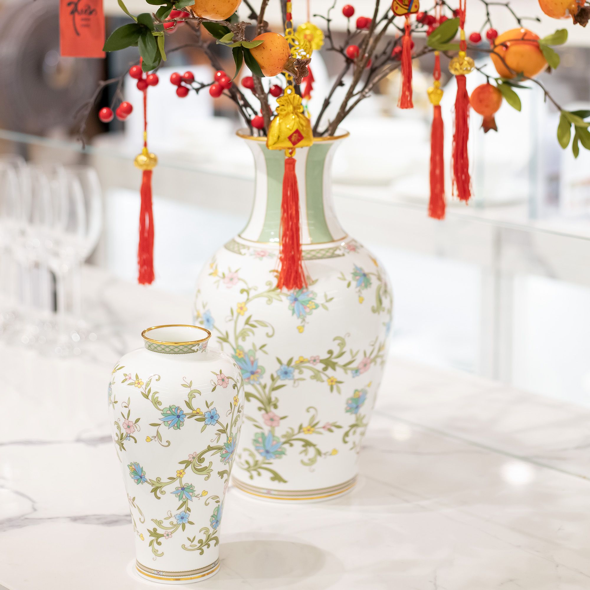  Bình hoa trang trí cao cấp 37cm sứ xương nhập khẩu Nhật Bản | Yoshino 9983J - T53828 