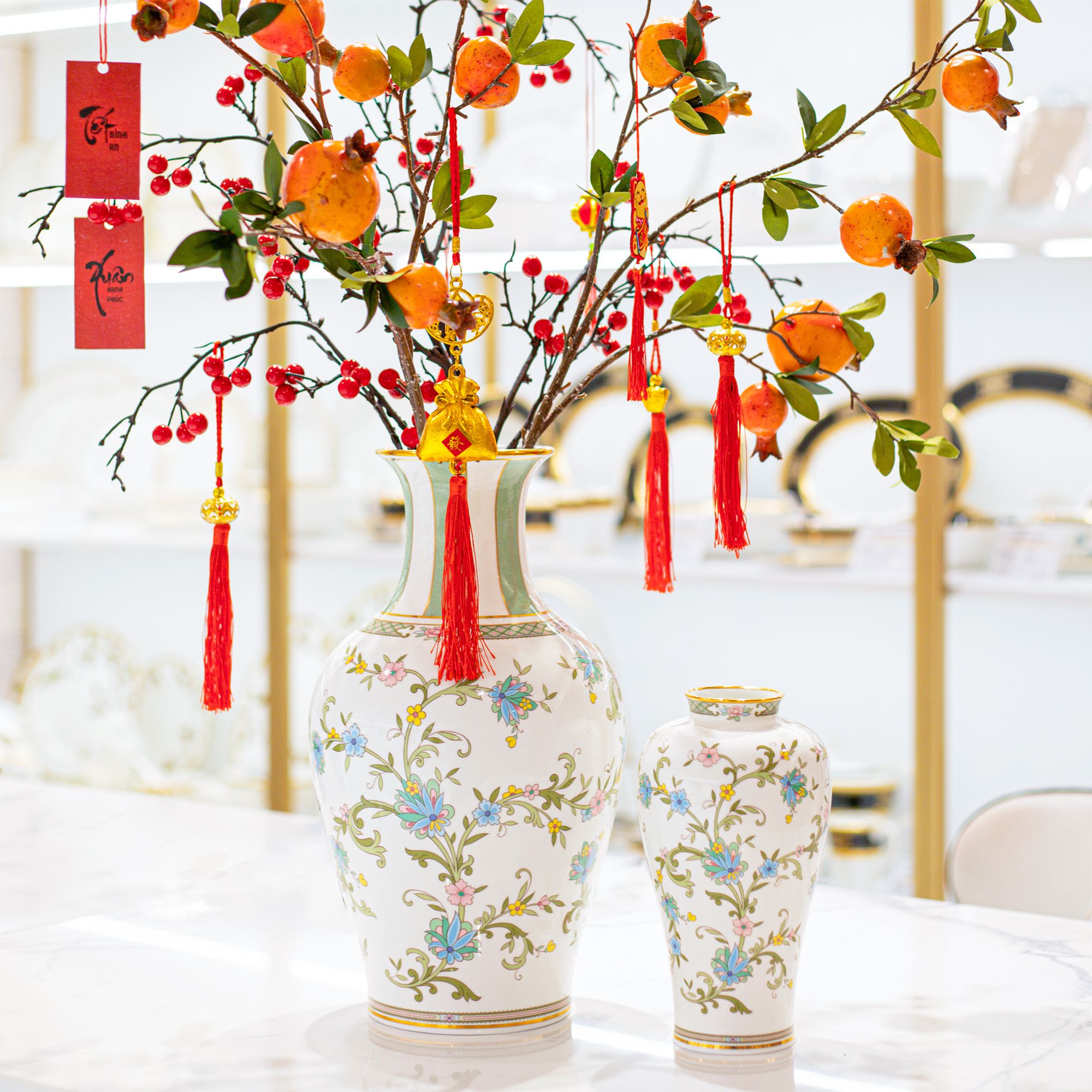 Bình hoa trang trí cao cấp 22cm sứ xương nhập khẩu Nhật Bản | Yoshino 9983J - T53924 