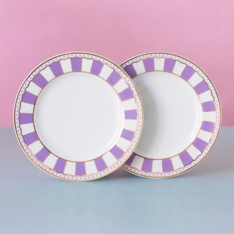  Bộ 02 đĩa tròn cỡ nhỏ 16,3cm (tím lavender) sứ trắng | CRNIVL Lavender M-248L - Q002N 