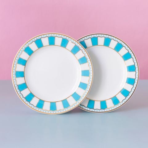  Bộ 02 đĩa tròn cỡ nhỏ 16,3cm (xanh dương pastel) sứ trắng | CRNIVL Light Blue M-253L - Q002N 