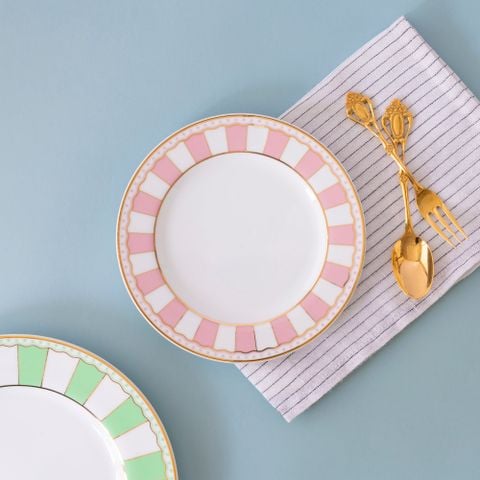  Bộ 02 đĩa tròn cỡ nhỏ 16,3cm (hồng pastel) sứ trắng | CRNIVL Pink M-249L - Q002N 