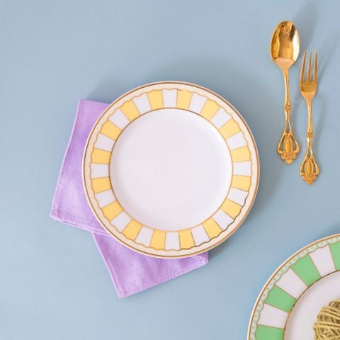  Bộ 02 đĩa tròn cỡ nhỏ 16,3cm (vàng pastel) sứ trắng | CRNIVL Yellow M-250L - Q002N 