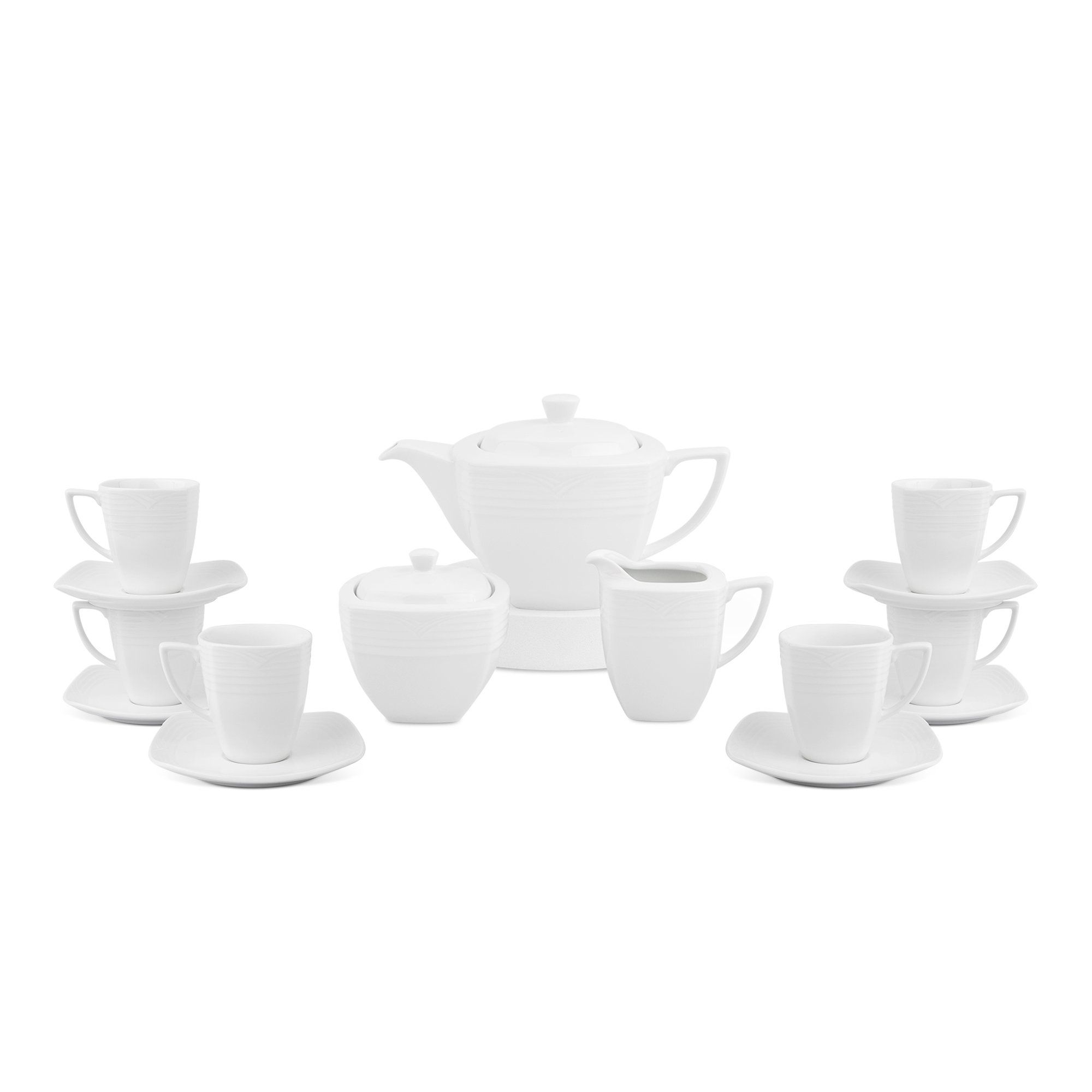  Bộ ấm chén uống trà thiết kế vuông cạnh - 15 món | Arctic White 4000 
