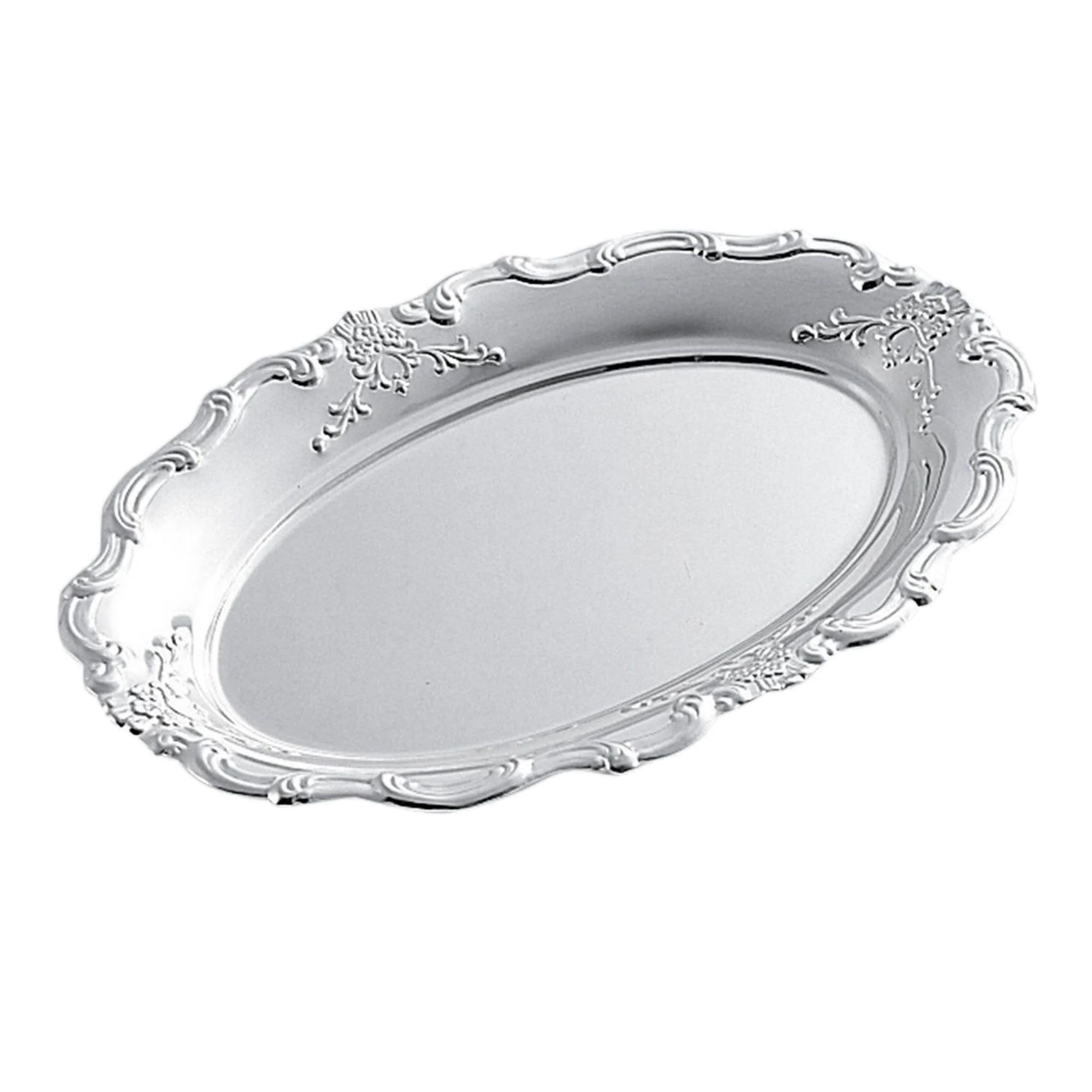 Khay trà/đựng đồ trang trí dài 25,5cm ( Niken mạ bạc, vàng ) | Tea Accessory HAK - 10Y 