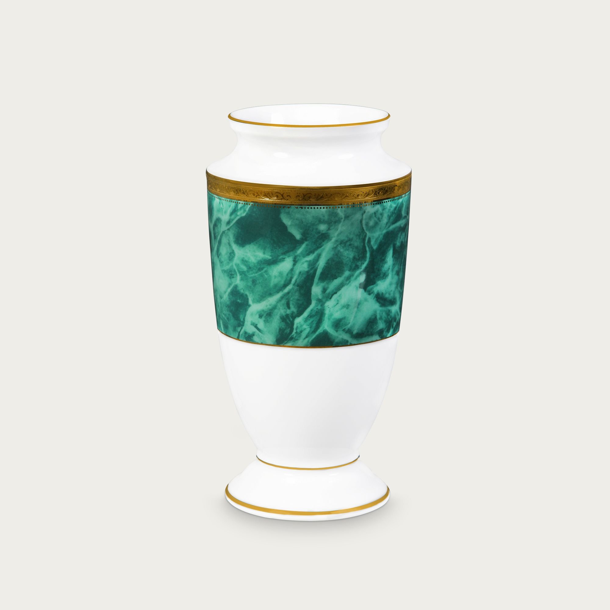  Bình hoa (lọ hoa) trang trí thân bầu cao 23cm (màu xanh - jade) sứ trắng | Majestic Green M-164L - T91875K 