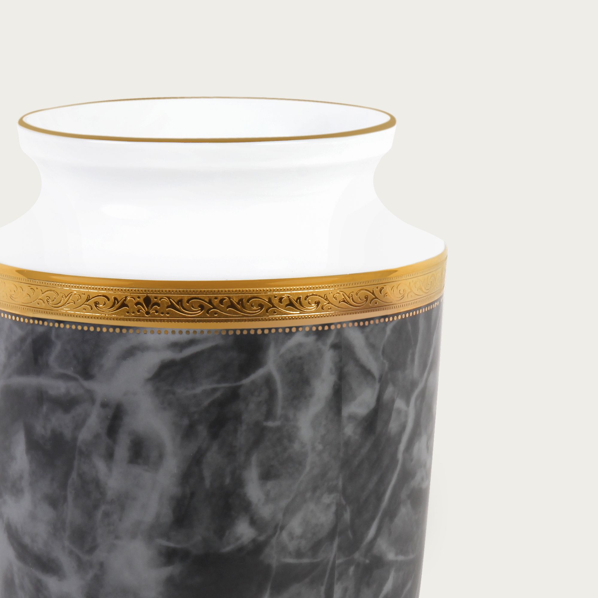  Bình hoa (lọ hoa) trang trí thân bầu cao 23cm (màu đen - granite black) sứ trắng | Majestic Black M-167L - T91875K 