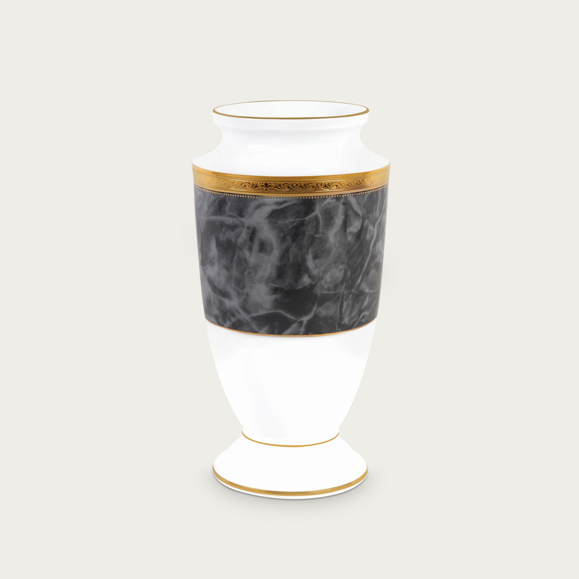  Bình hoa (lọ hoa) trang trí thân bầu cao 23cm (màu đen - granite black) sứ trắng | Majestic Black M-167L - T91875K 