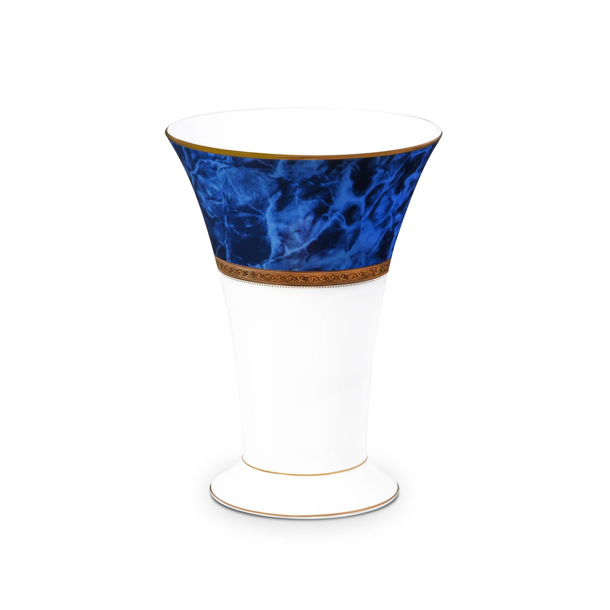  Bình hoa (lọ hoa) trang trí cổ loe cao 23,3cm (xanh lam - Sapphire) sứ trắng | Majestic Blue M-165L - T91825K 